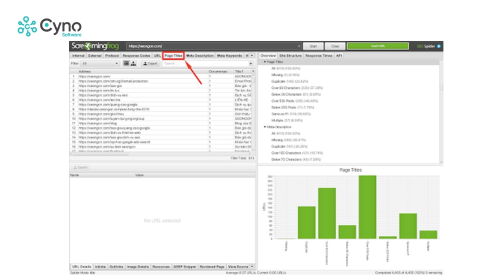 Kiểm tra tiêu đề trang (Page Titles) và mô tả meta (Meta Description)
